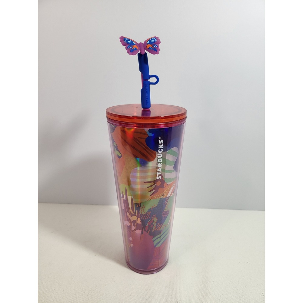 Starbucks 24oz Iridescent Butterfly Cold Cup Tumbler with Straw Topper 2024